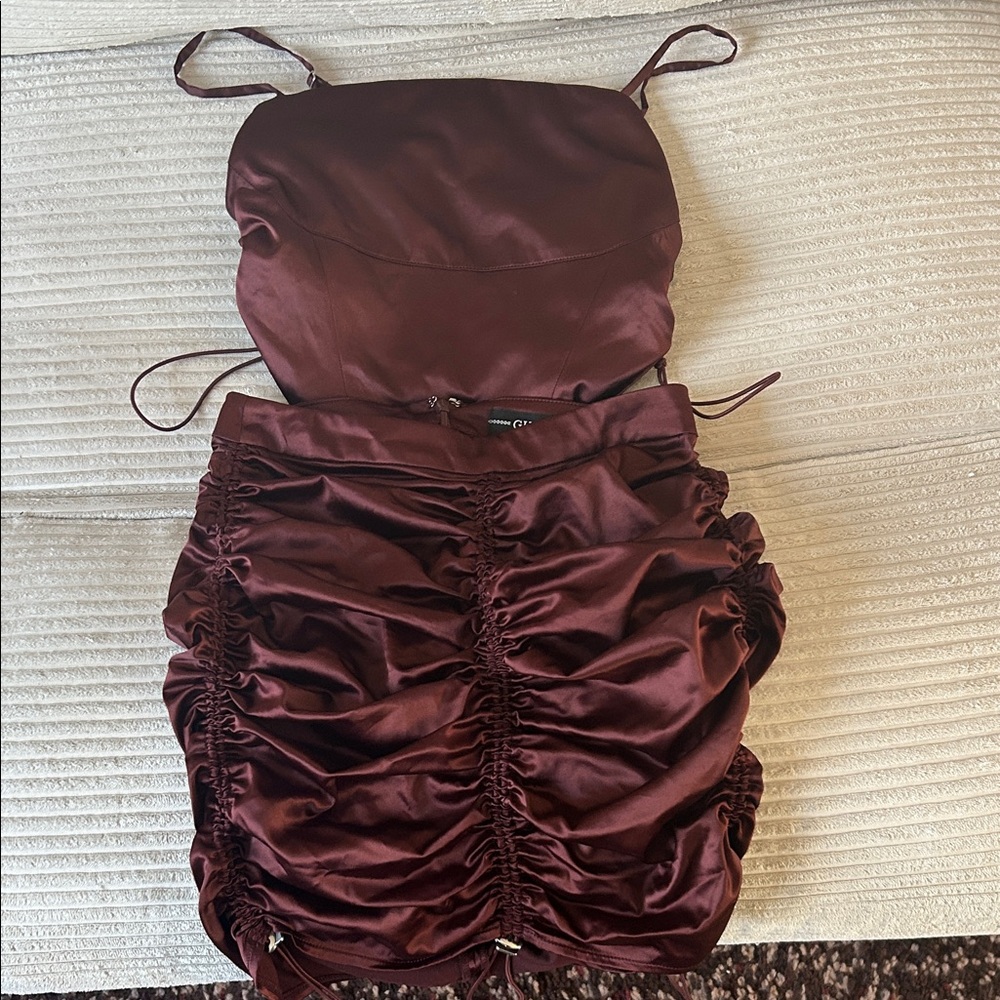 Guess Brown Two Piece Ruched Dress